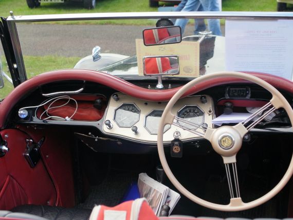This MG TF has instrument dials in the shape of the MG Octagon.
